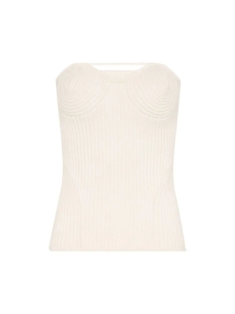 Топ Jean Paul Gaultier Stretch Merino Wool Ribbed Corset — белый
