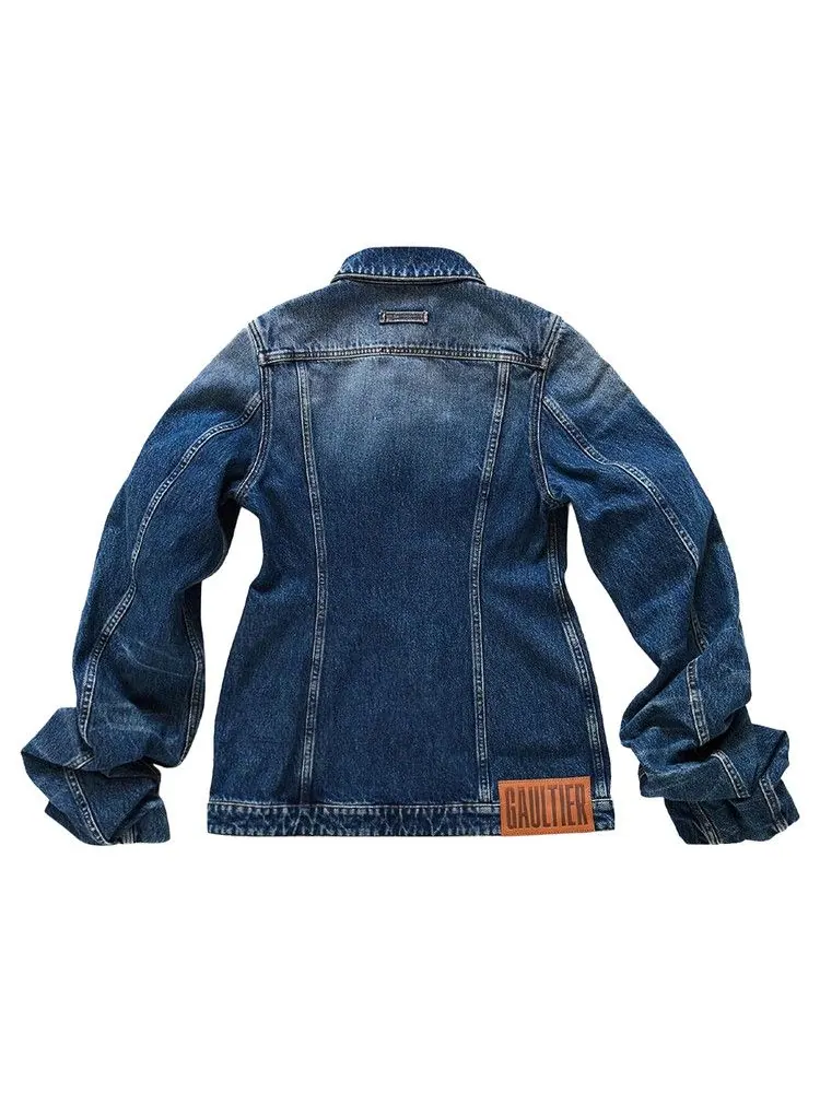 Куртка Jean Paul Gaultier Fitted Denim Jacket With Oversized Sleeves — изображение 2 из 2, винтажный синий