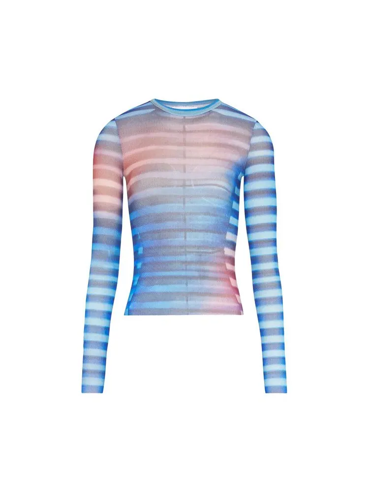 Топ Jean Paul Gaultier Printed Mesh Long-Sleeve Top — изображение 1 из 1, светлый синий/синий
