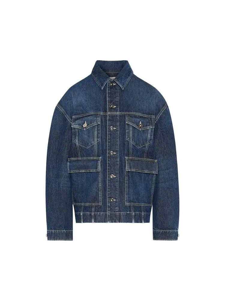 Куртка Jean Paul Gaultier Denim Jacket With Cut On Sleeves And Workwear Details — изображение 1 из 1, синий
