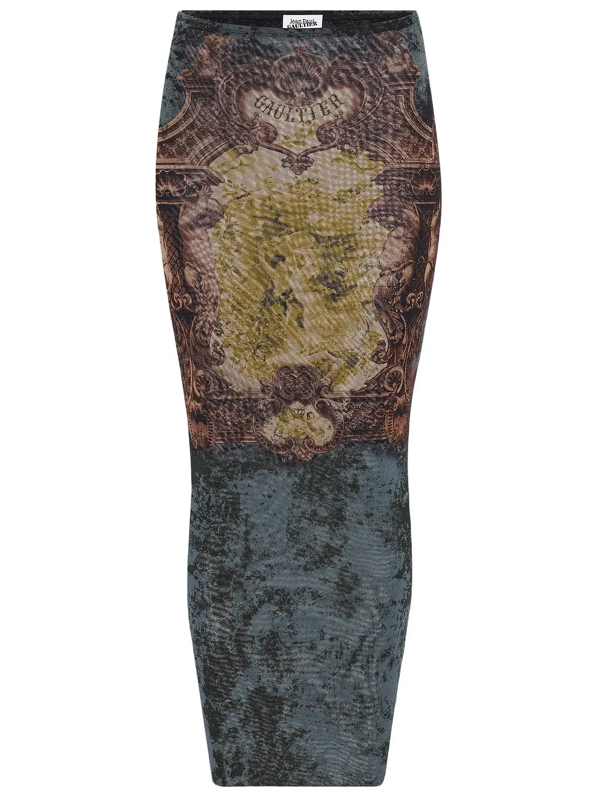 Брюки Jean Paul Gaultier Médaillon Printed Mesh Long Skirt — изображение 1 из 1, черный
