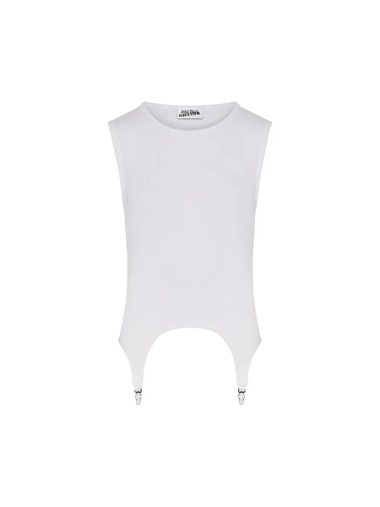 Топ Jean Paul Gaultier Ribbed Tank Top With Lingerie Garter — изображение 1 из 1, белый