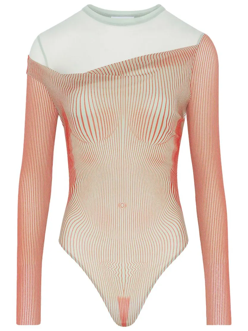 Джинсы Jean Paul Gaultier Double Layer Pinstripe Body Morphing Bodysuit 'Mint/Coral' — изображение 1 из 1, коричневый