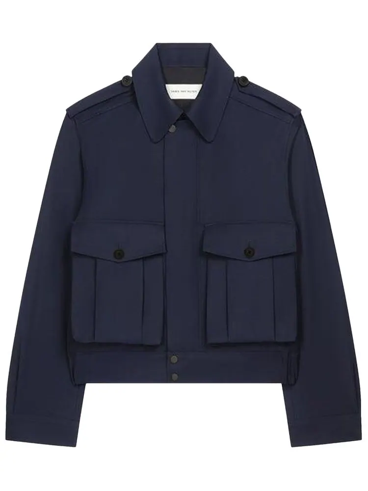 Куртка Dries Van Noten Reg Fit Cropped Jacket 'Navy' — синий