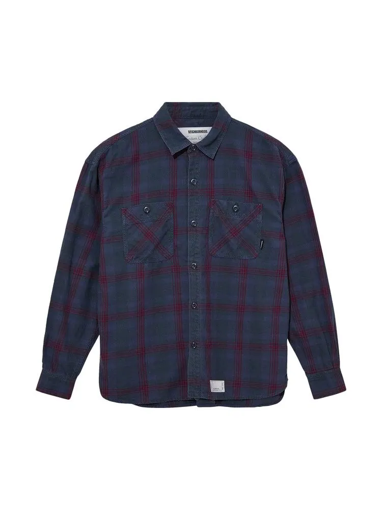 Рубашка Neighborhood Savage Tartan Check Long-Sleeve Shirt — фиолетовый