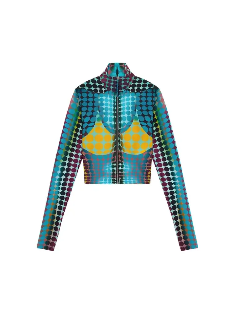 Топ Jean Paul Gaultier Re-Edition с высоким воротником и длинными рукавами — изображение 1 из 1, синий