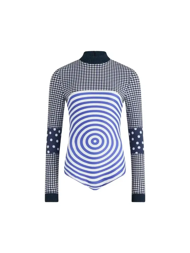 Вязаный топ в клетку и с принтом Jean Paul Gaultier Mix Jersey — изображение 1 из 1, белый