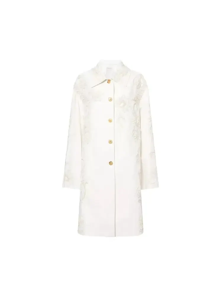 Пальто с вышивкой Dries Van Noten Monocolour Matador — белый
