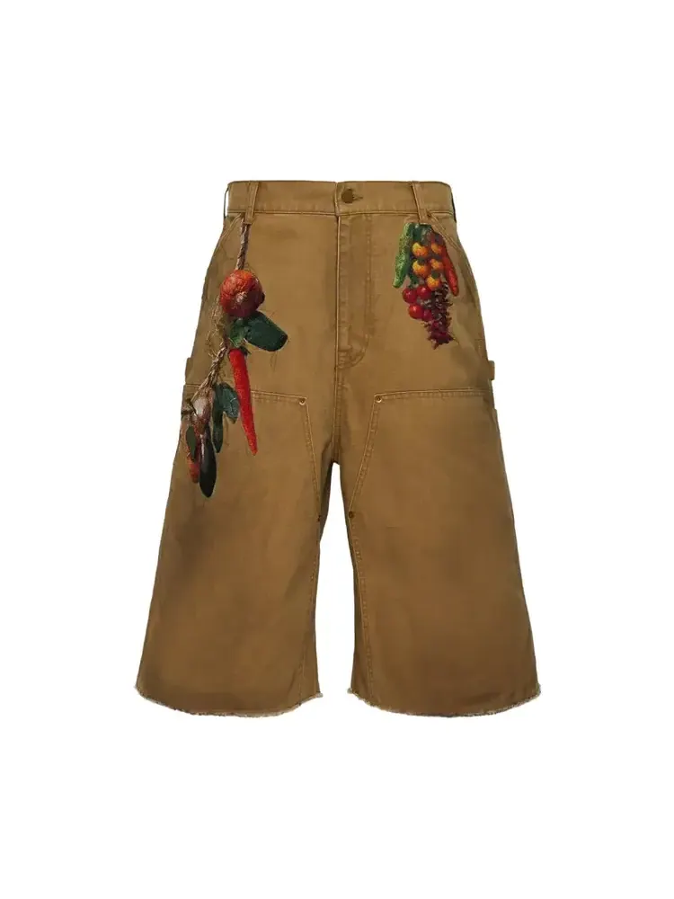 Брюки Doublet Vegetable Embroidery Cut Off 'Beige' — бежевый