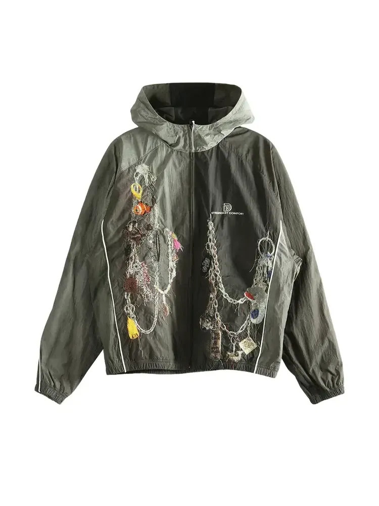 Спортивная куртка Doublet Moss с вышитой цепочкой — серый