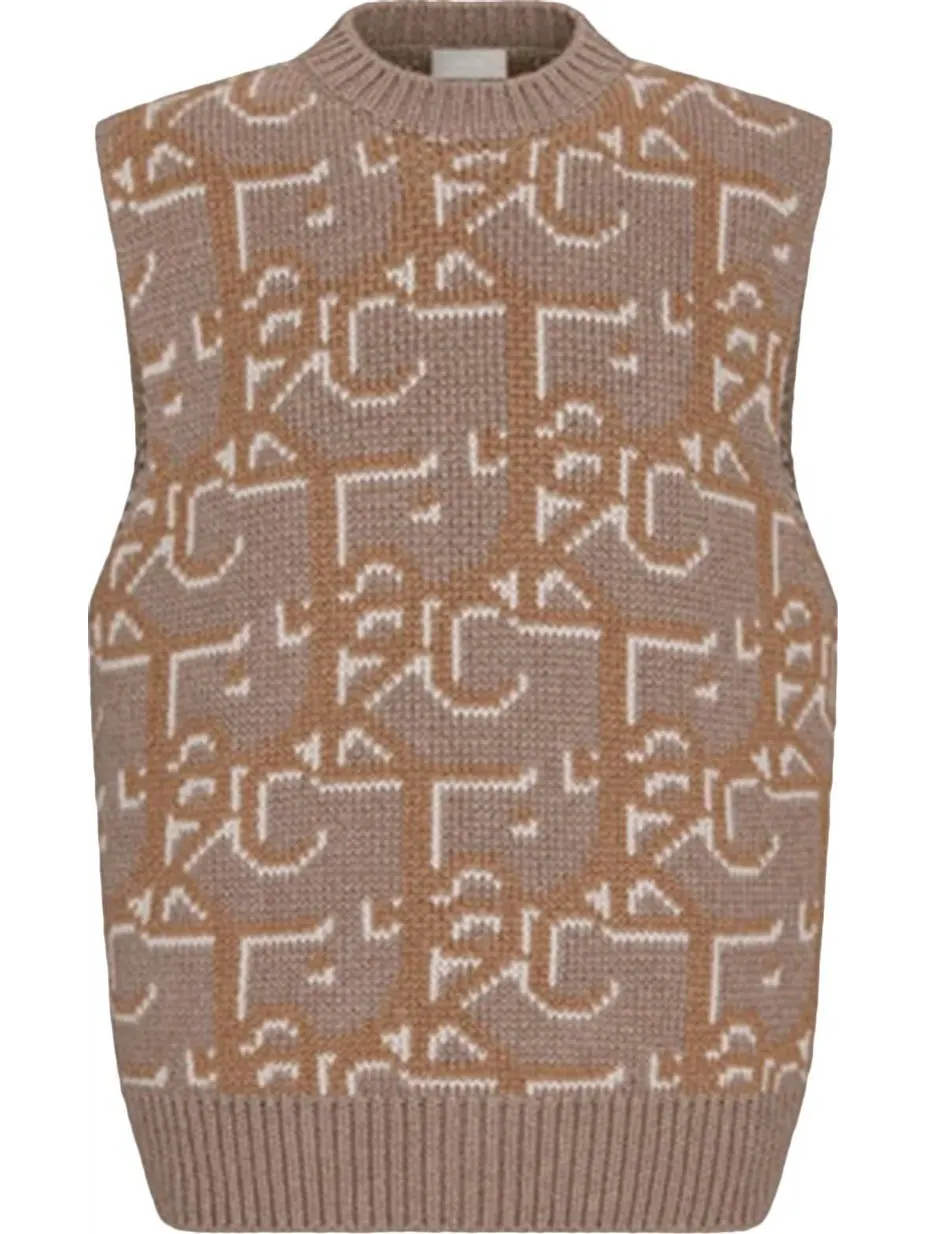 Свитер Dior x Cactus Jack Oversized Sleeveless Sweater 'Beige/Brown' — изображение 1 из 2, загар