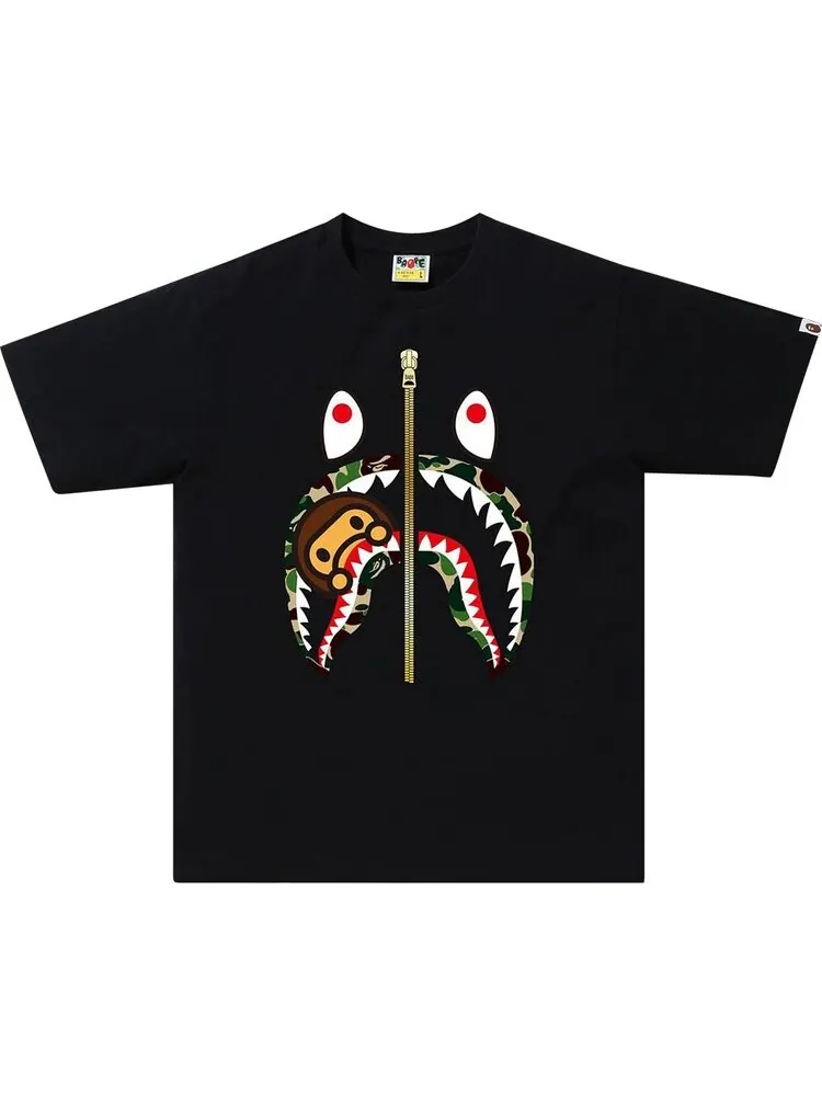 Футболка BAPE ABC Camo Milo Shark Tee 'Black/Green'