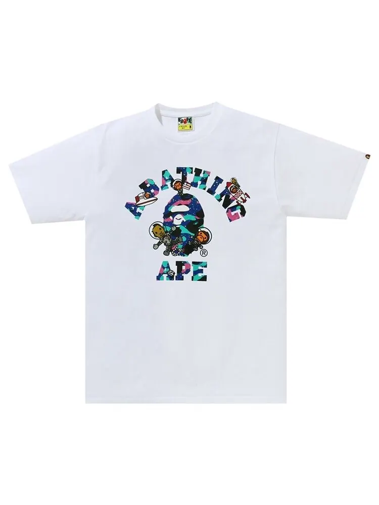 Футболка BAPE x Kid Cudi College Moon Man Tee 'White'