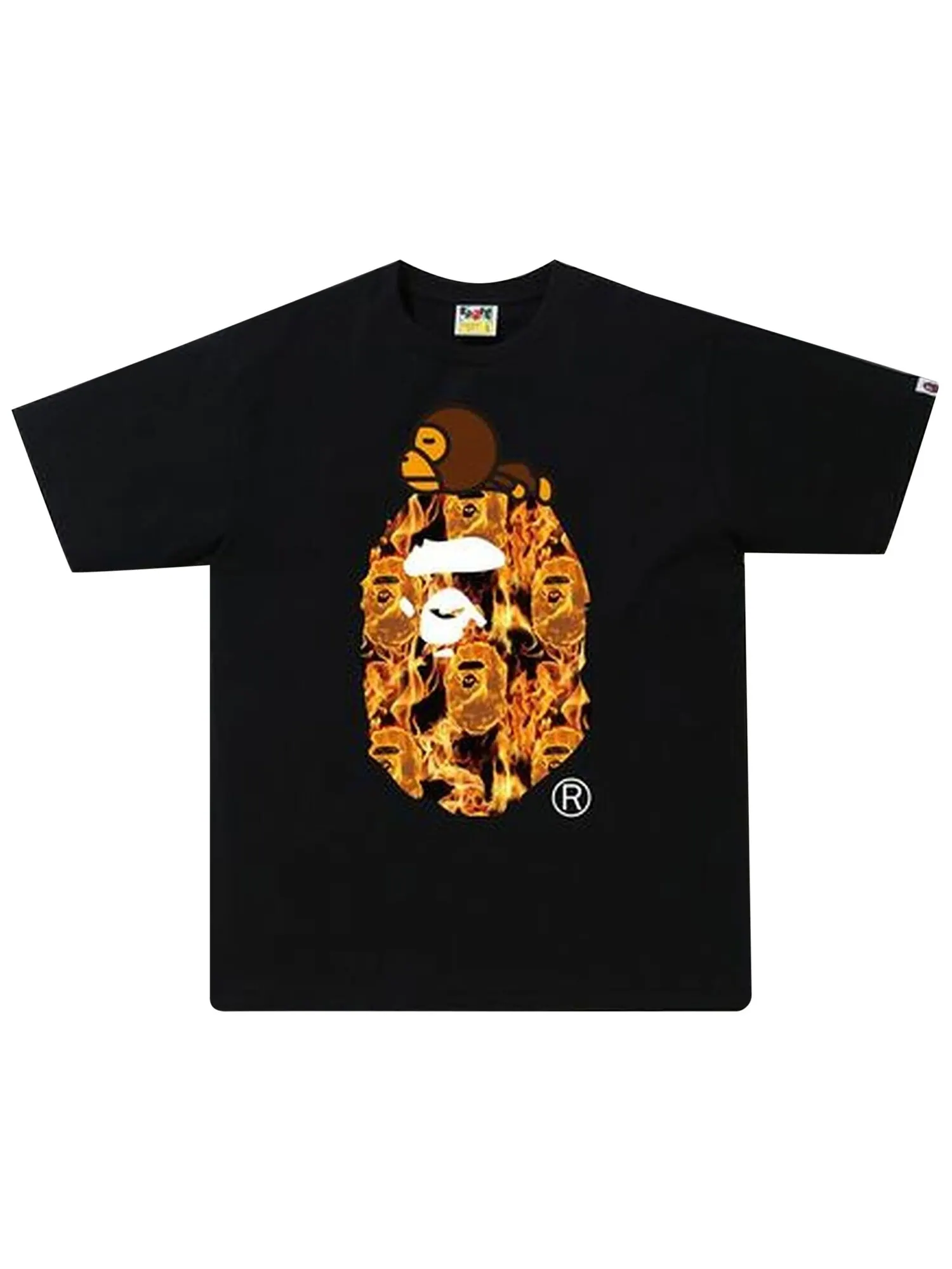 Футболка BAPE Flame Milo на Big Ape — изображение 1 из 1, черный/оранжевый