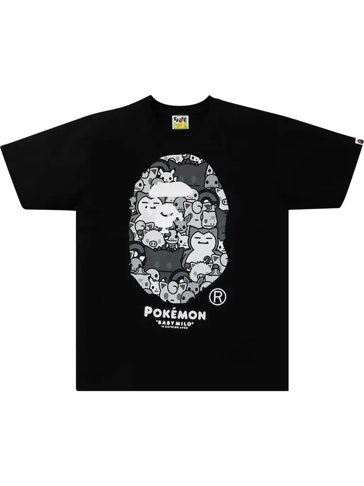 Футболка BAPE Baby Milo x Pokemon Monotone Ape Head Tee #2 'Black'
