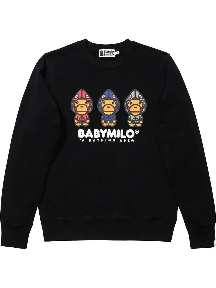 Худи BAPE Milo Shark Hoodie Print Crewneck Black