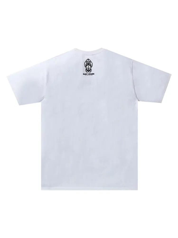 Футболка BAPE Baby Milo Shark College Tee 'White/Grey' — изображение 2 из 2, белый