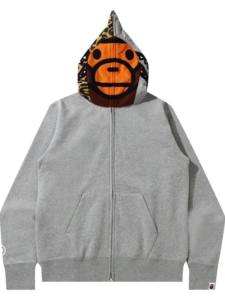 Худи BAPE Milo Shark Full Zip Hoodie 'Grey'