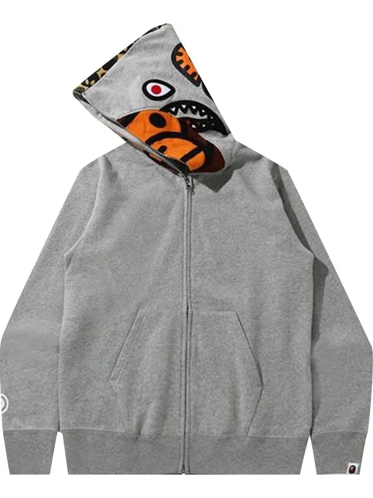 Худи BAPE Milo Shark Full Zip Hoodie 'Grey' — изображение 3 из 3, серый