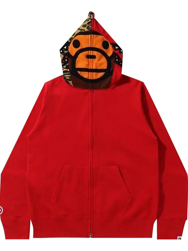 Худи BAPE Milo Shark Full Zip Hoodie 'Red'