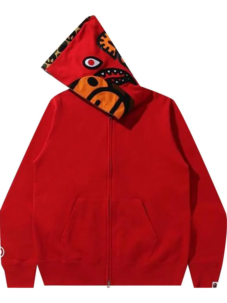 Худи BAPE Milo Shark Full Zip Hoodie 'Red' — изображение 3 из 3, красный