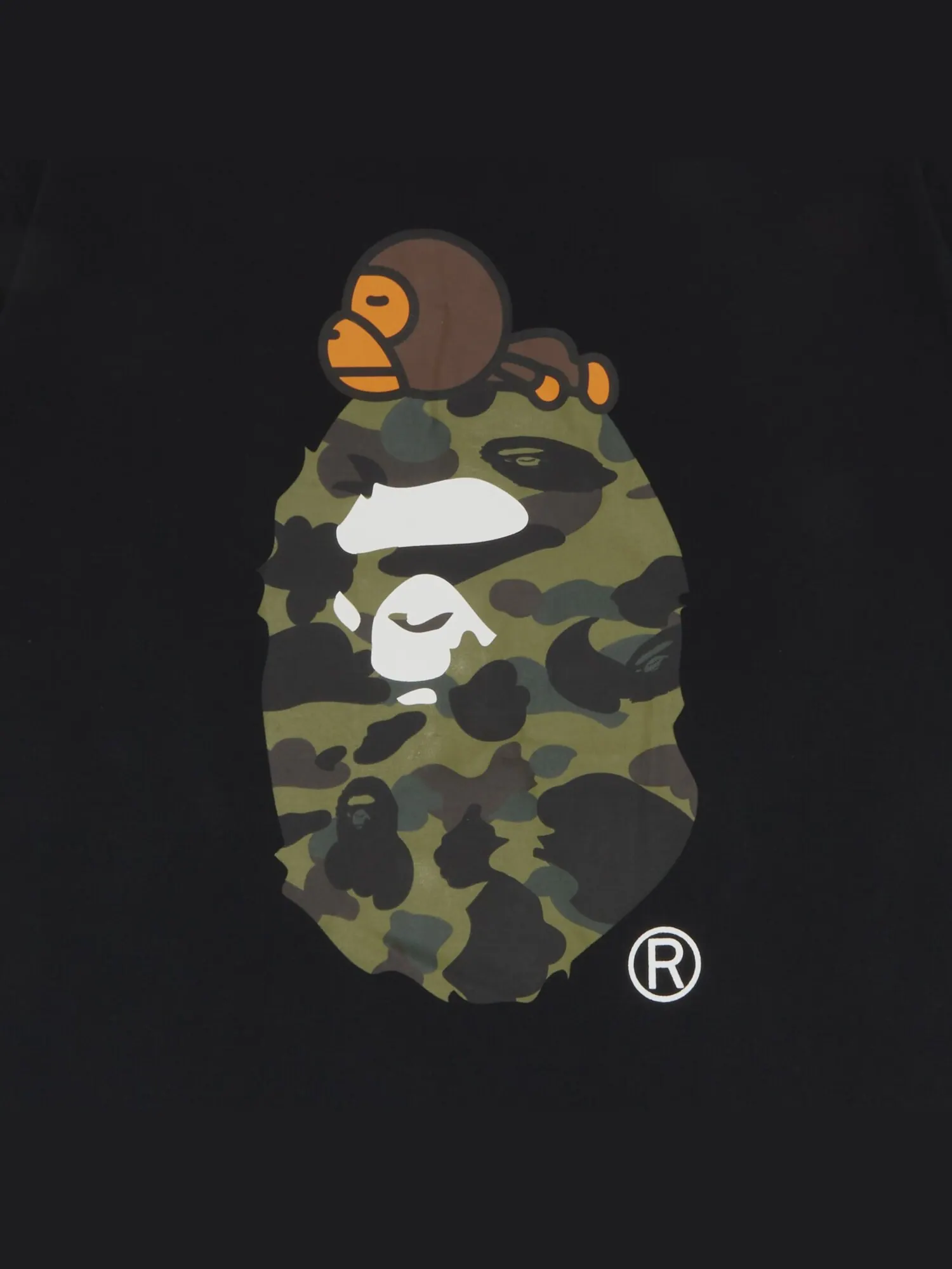 Футболка BAPE 1st Camo Milo на Big Ape Head — изображение 2 из 2, черно-зеленая