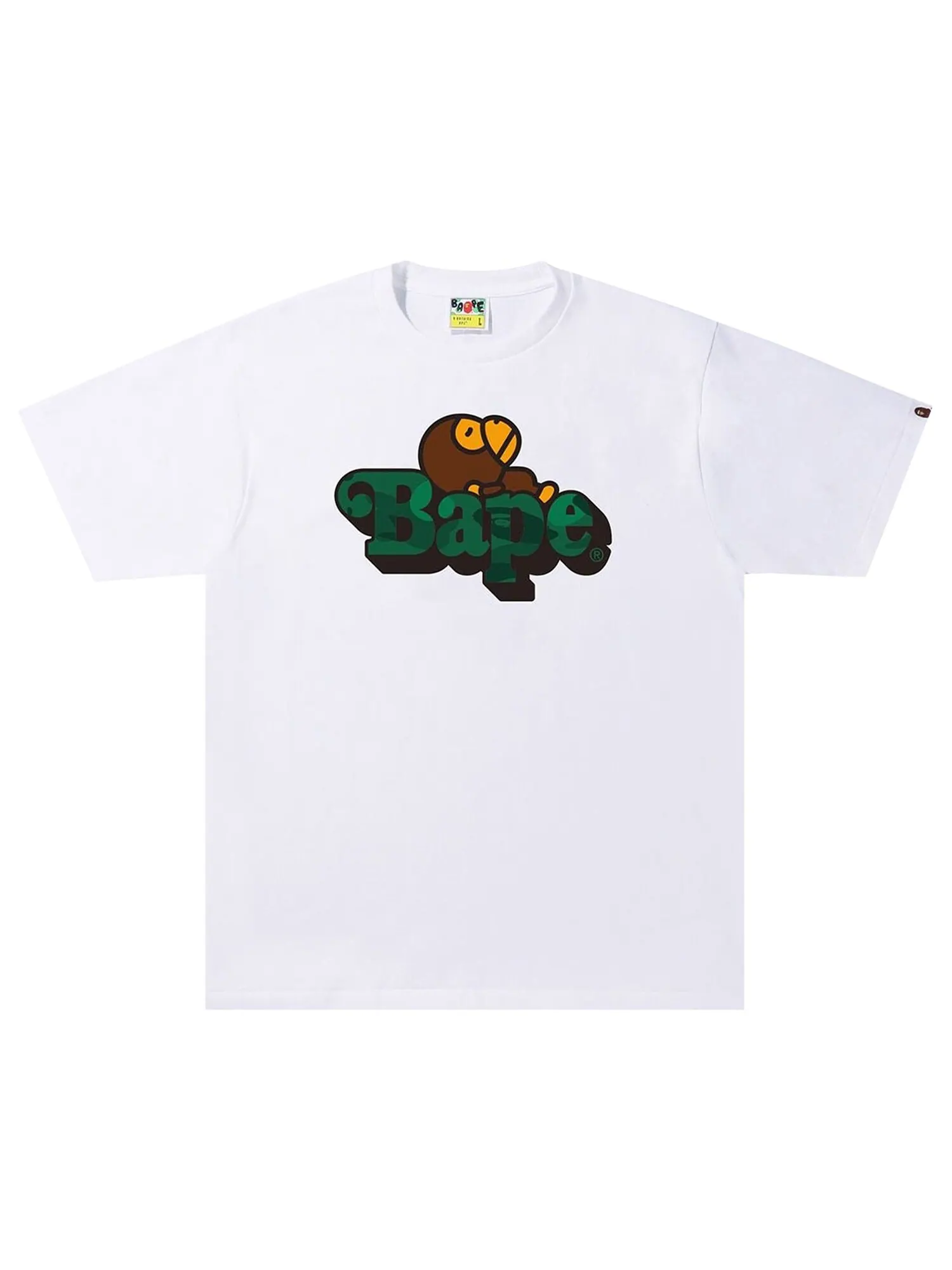 Футболка BAPE Color Camo C Milo On — изображение 1 из 1, белый/зеленый