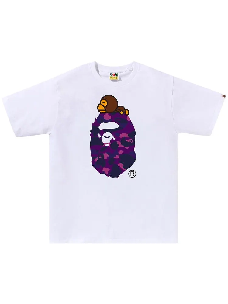 Футболка BAPE Color Camo Milo On Big Ape Tee — изображение 1 из 1, белый/фиолетовый