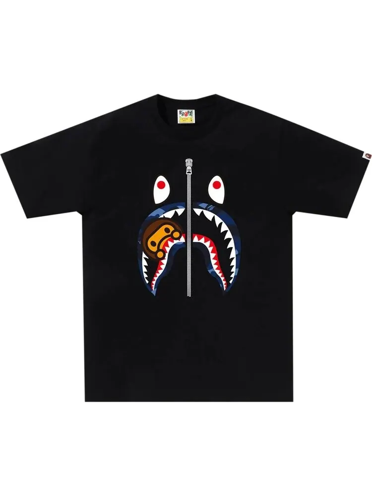 Футболка BAPE Color Camo Milo Shark 'Black/Navy'