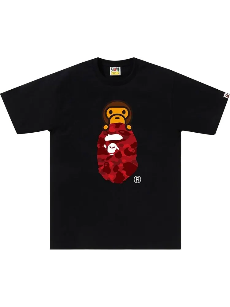 Футболка BAPE Color Camo Milo On Ape Head 'Black/Red'