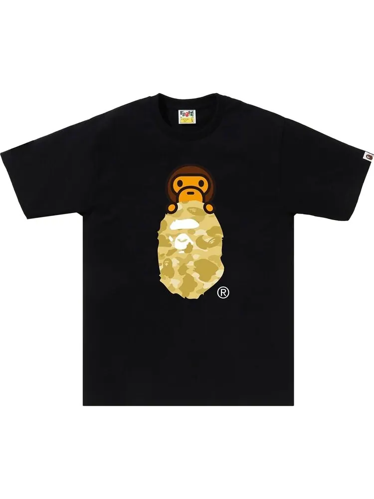 Футболка BAPE Color Camo Milo On Ape Head 'Black/Yellow'