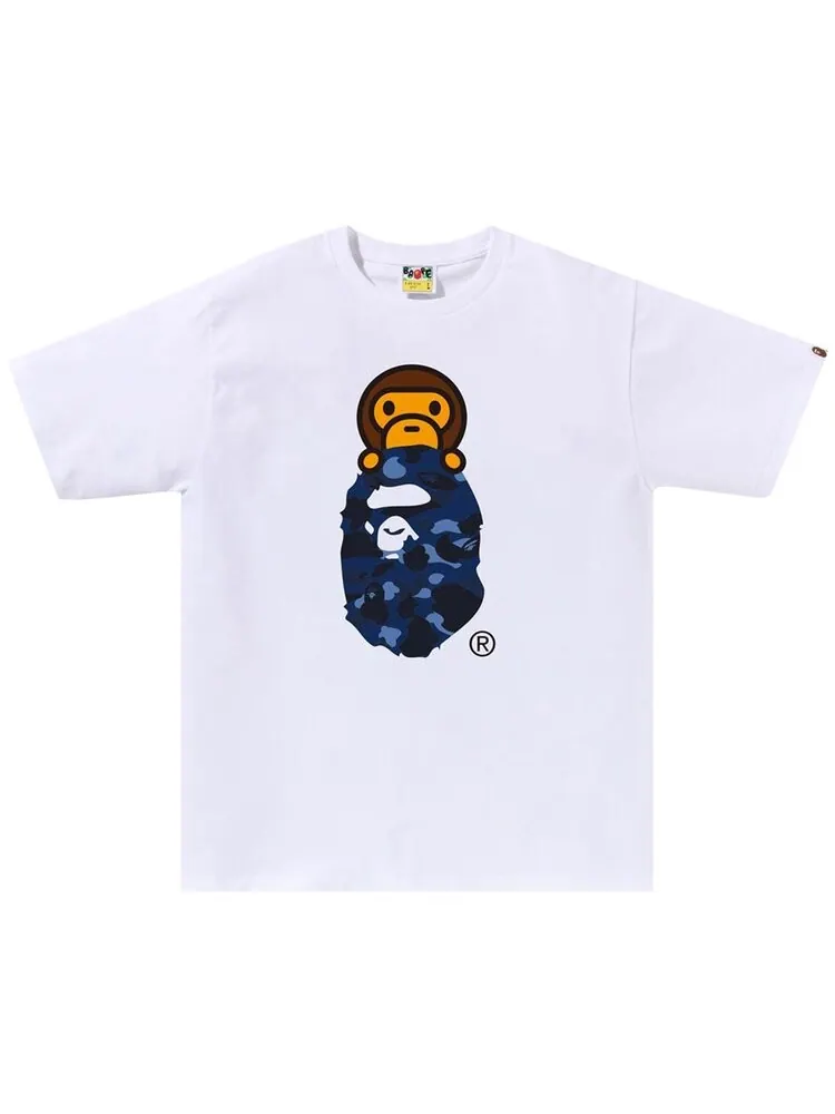 Футболка BAPE Color Camo Milo On Ape Head 'White/Navy'