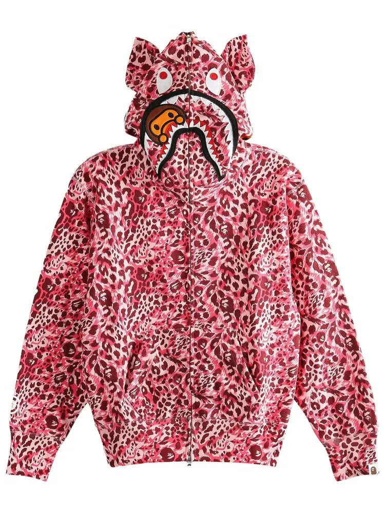 Худи BAPE Wild Leopard Pattern Milo Shark на молнии