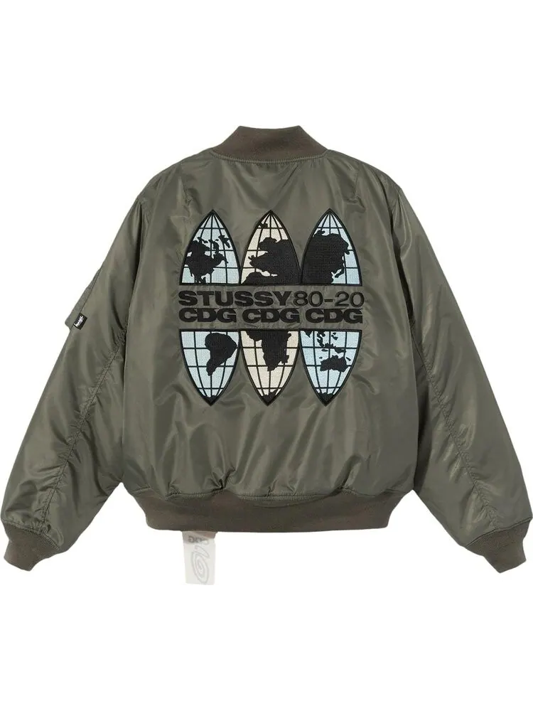 Куртка Stussy x Comme des Garçons MA-1 Jacket 'Olive' — изображение 2 из 2, зеленый