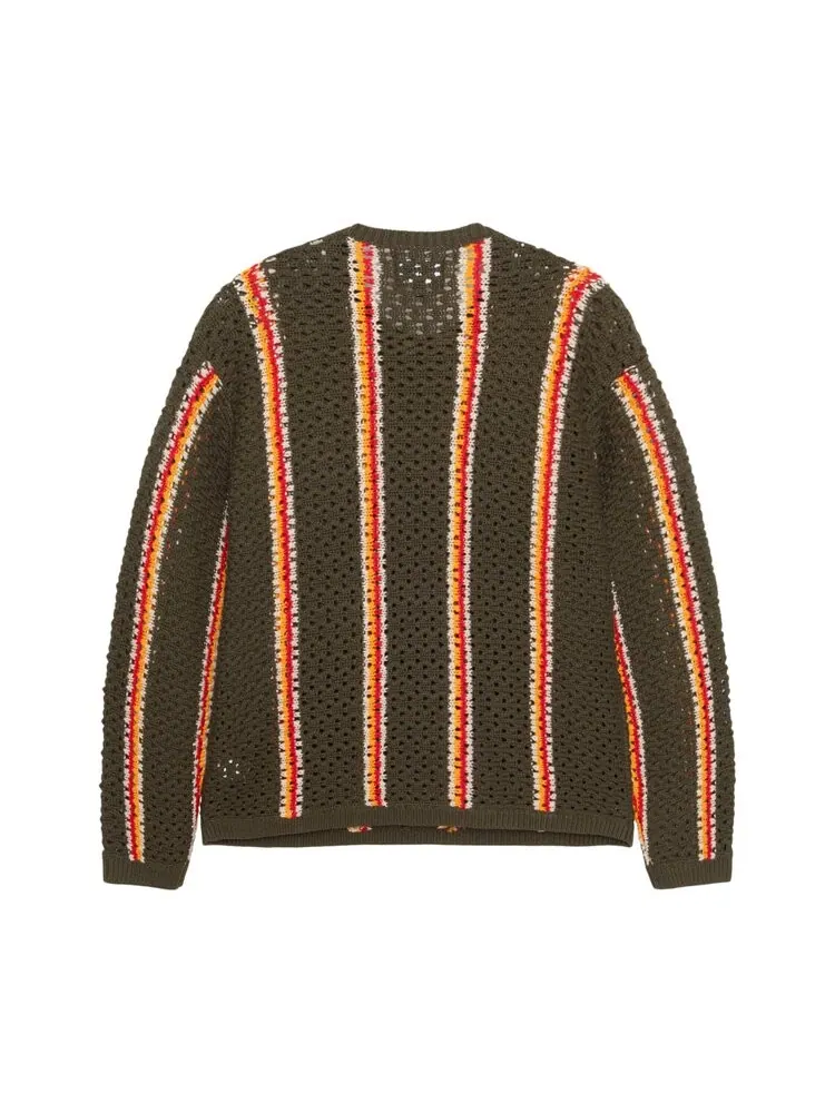 Свитер Stussy x Patta Striped Loose Gauge Sweater — изображение 2 из 2, оливковый