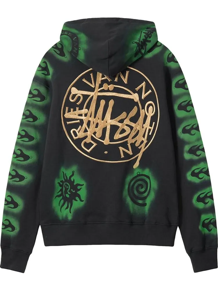 Худи Stussy x Dries Van Noten Embroidered Hoodie 'Black' — изображение 2 из 2, черный