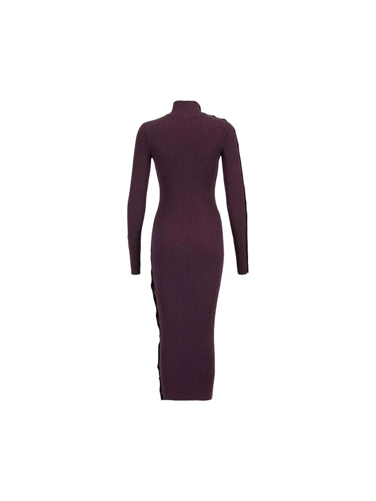 Платье Courrèges Multi-Snap Rib Knit Long Dress — изображение 2 из 4, бордовый