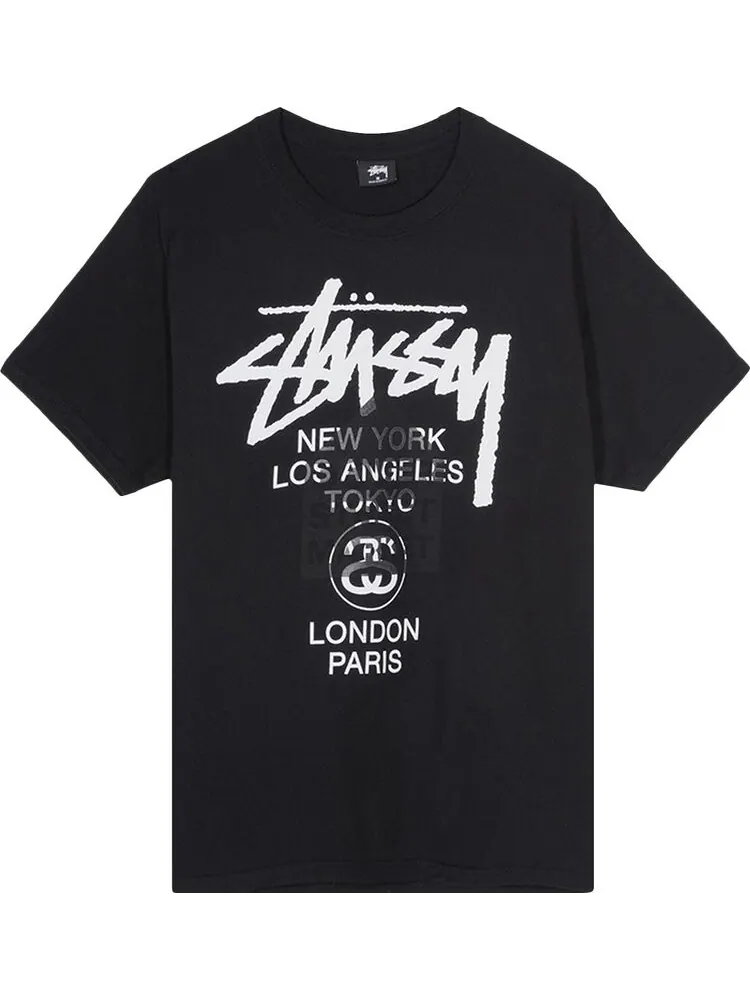 Футболка Stussy x Dover Street Market World Tour T-Shirt 'Black'