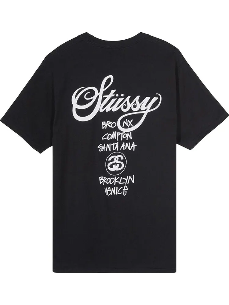 Футболка Stussy x Dover Street Market World Tour T-Shirt 'Black' — изображение 2 из 2, черный