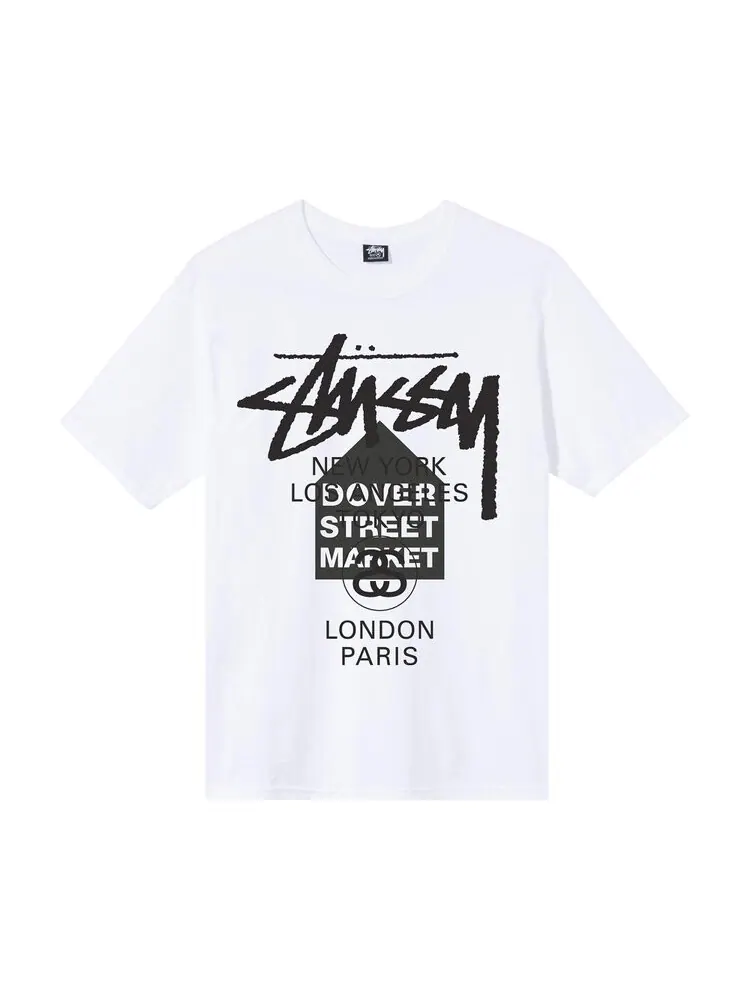Футболка Stussy x Dover Street Market World Tour T-Shirt 'White'