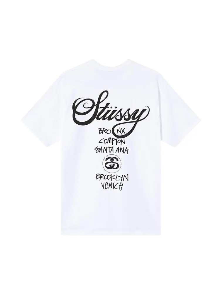 Футболка Stussy x Dover Street Market World Tour T-Shirt 'White' — изображение 2 из 2, белый