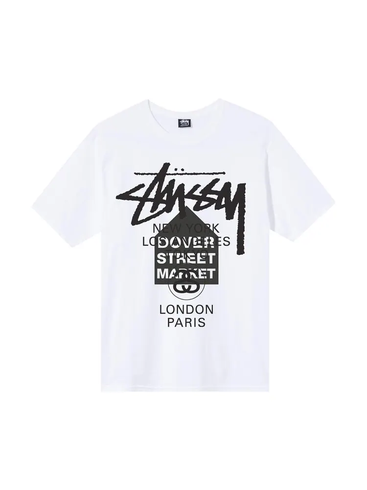 Футболка Stussy x Dover Street Market World Tour Tee 'White'