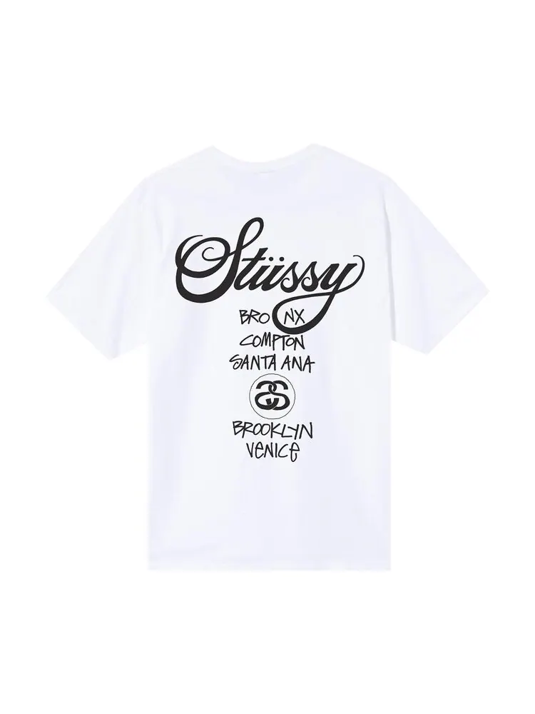 Футболка Stussy x Dover Street Market World Tour Tee 'White' — изображение 2 из 2, белый