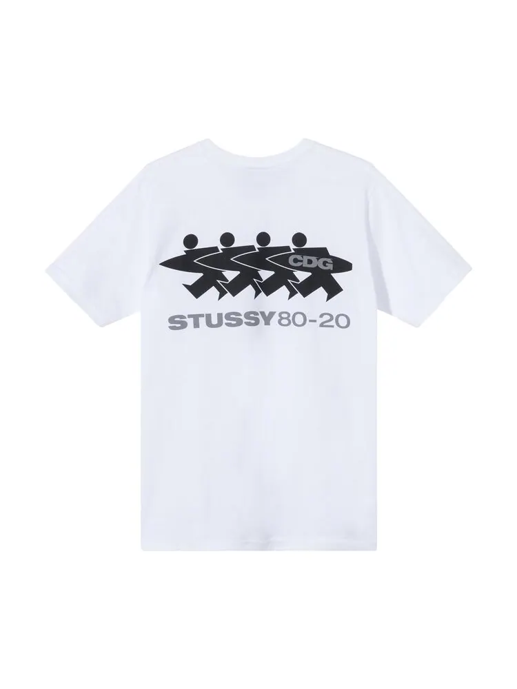Футболка Stussy x Comme des Garçons Surfman T-Shirt 'White' — изображение 2 из 2, белый