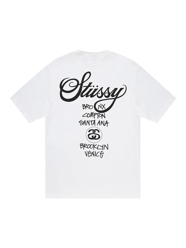 Футболка Stussy World Tour Tee 'White' — изображение 2 из 2, белый