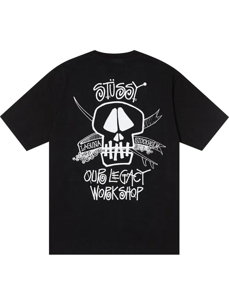 Футболка Stussy x Our Legacy Work Shop Surf Skull Pigment Dyed Tee 'Black' — изображение 2 из 2, черный