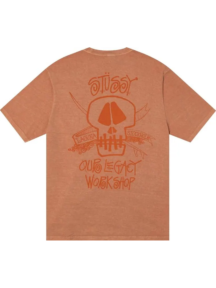 Футболка Stussy x Our Legacy Work Shop Surf Skull Pigment Dyed Tee 'Clay' — изображение 2 из 2, оранжевый