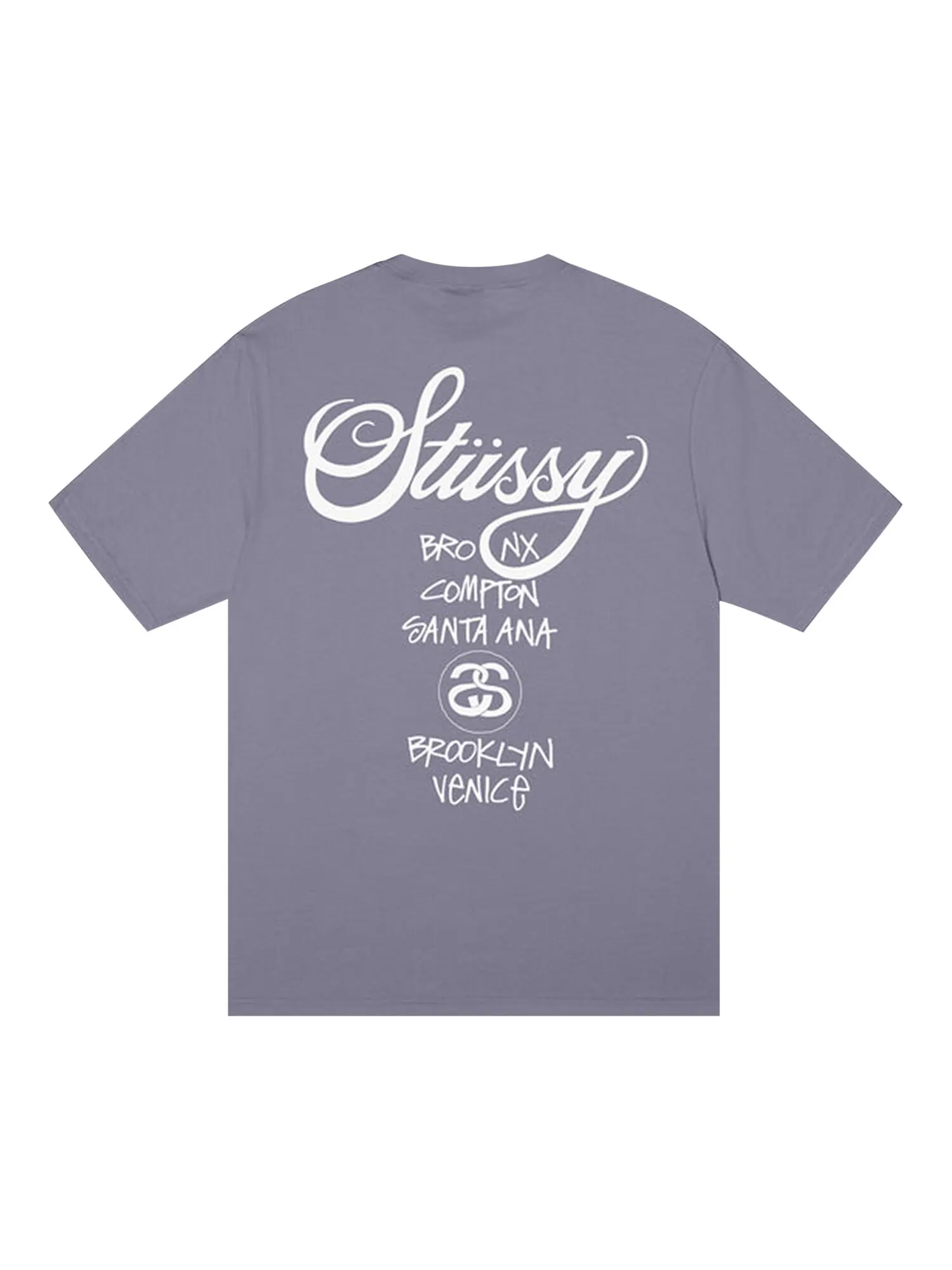 Футболка Stussy World Tour, розовато-лиловая — изображение 2 из 2, сирень