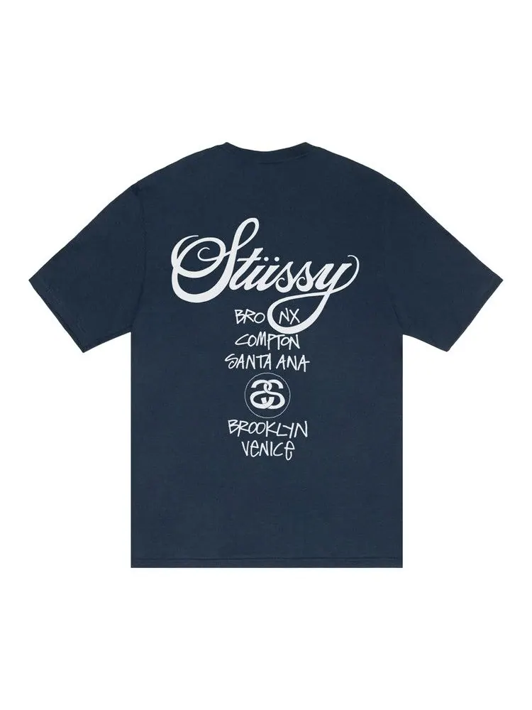 Футболка Stussy World Tour Tee — изображение 2 из 2, темно-синий