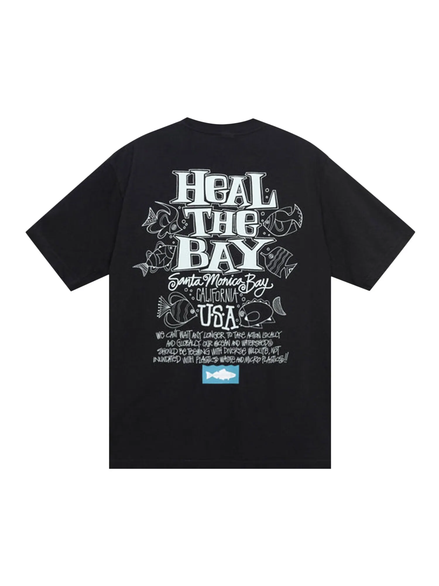 Футболка Stussy Heal The Bay Ocean, окрашенная в пигмент — изображение 2 из 2, черный